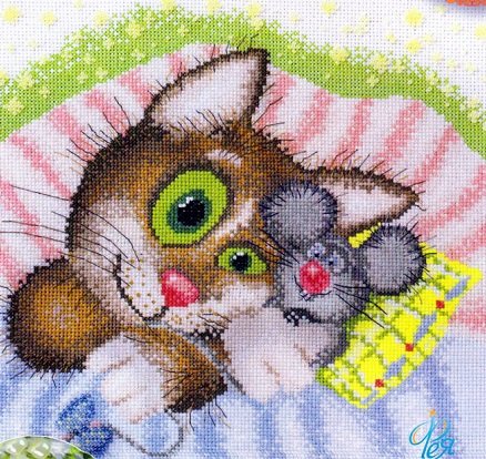 кис с мышем - коты - оригинал