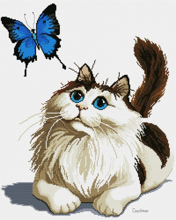 кошка с бабочкой - коты - оригинал