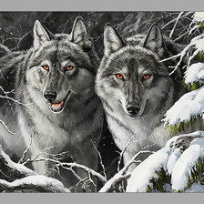Оригинал схемы вышивки «Волки в зимнем лесу.» (№2118726)