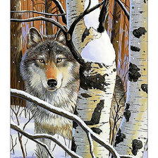 Оригинал схемы вышивки «Волки в зимнем лесу.» (№2118740)