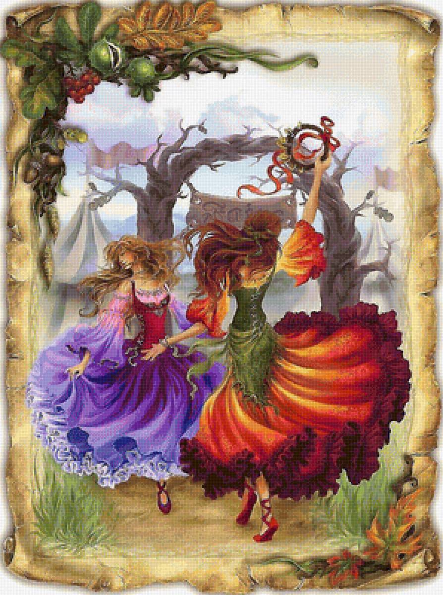 Танец девушек - танец, бубен, девушки - предпросмотр