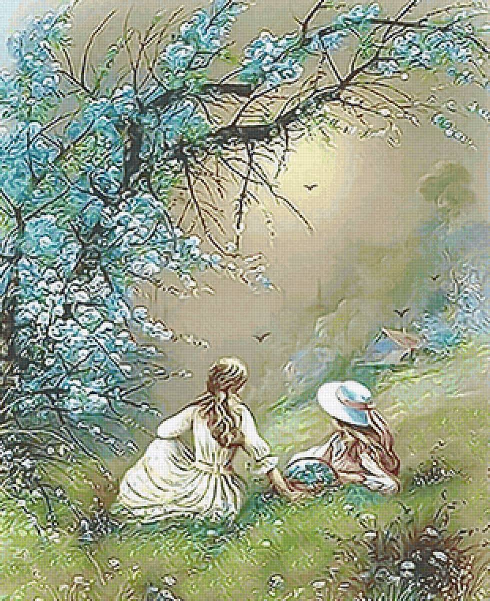 №2119559 - люди, девушки, цветы, дерево - предпросмотр