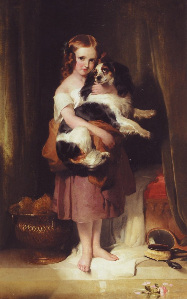 EDWIN HENRY LANDSEER. Мисс Элиза Пил - живопись, 19 век, собака, девочка, портрет - оригинал