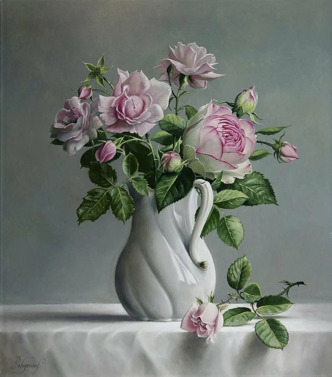 Питер Вагеманс. Розы в вазе - цветы, натюрморт, роза, ваза, живопись - оригинал