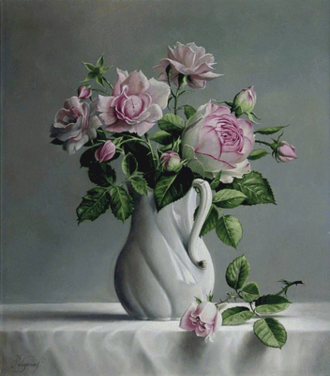 Питер Вагеманс. Розы в вазе - цветы, ваза, натюрморт, роза, живопись - предпросмотр