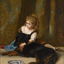 Схема вышивки «Девочка с собакой. Уильям Ривьер»