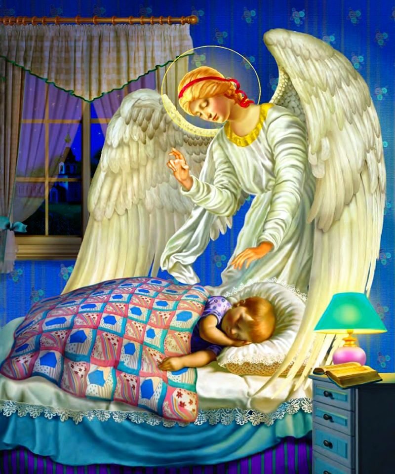 Ангел над спящим ребенком - ангел, ребенок - оригинал