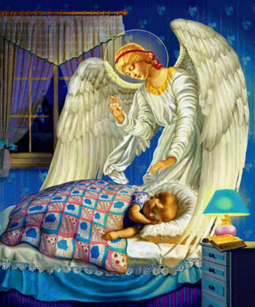 Ангел над спящим ребенком - ангел, ребенок - предпросмотр