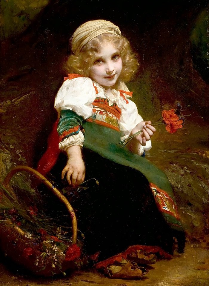Портрет девочки. Этьен Адольф Пиот - живопись, портрет, 19 век, девочка - оригинал