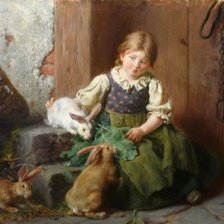 Оригинал схемы вышивки «Девочка с кроликами. Феликс Шлезингер» (№2121184)
