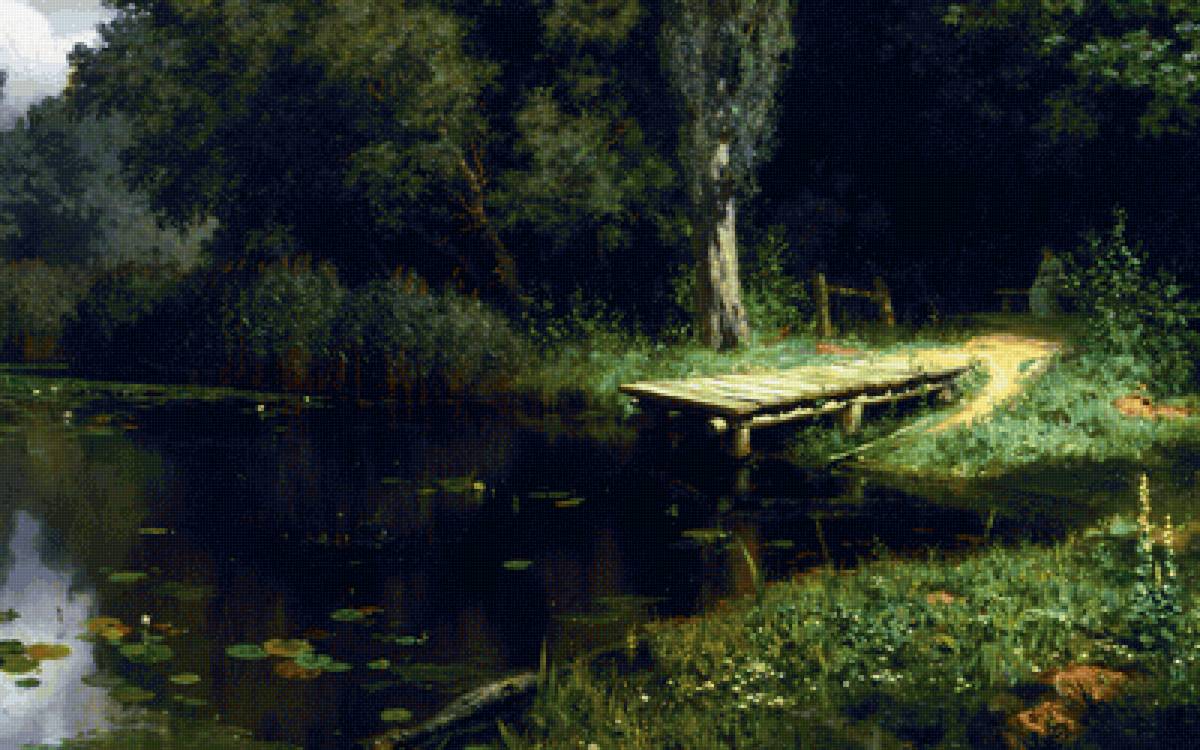 Василий Поленов. Заросший пруд - иллюстрация, картина - предпросмотр