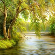 Схема вышивки «Ива над водой»