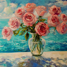 Оригинал схемы вышивки «Roses and the Sea.» (№2122086)