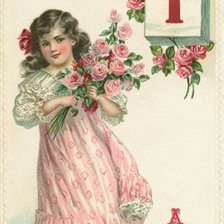 Оригинал схемы вышивки «Девочка с розами» (№2123293)