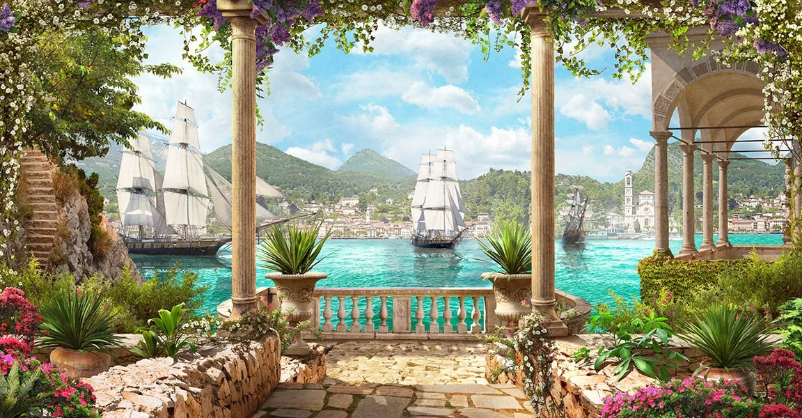 вид с террасы - море, лето - оригинал