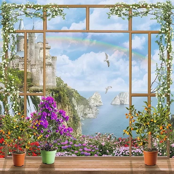 вид из окна - лето, море, остров - оригинал