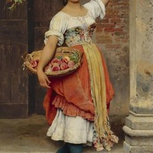 Оригинал схемы вышивки «итальянская девушка с фруктами» (№2123640)