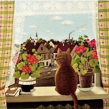 Оригинал схемы вышивки «Кот на окне» (№2123800)
