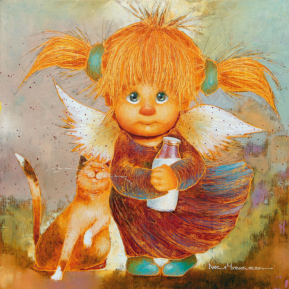 ангел - кот, молоко, ангел - оригинал