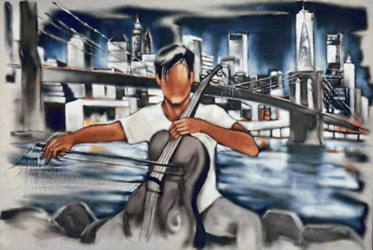 Музыкант - современная живопись. - предпросмотр