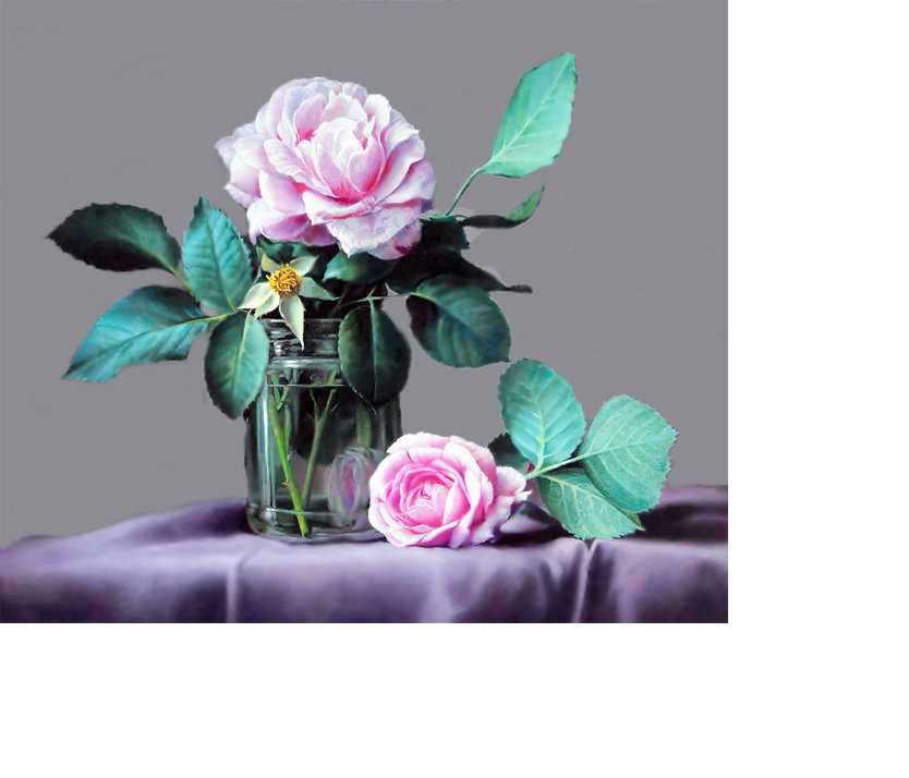 Розы. - цветы, живопись., натюрморт - оригинал