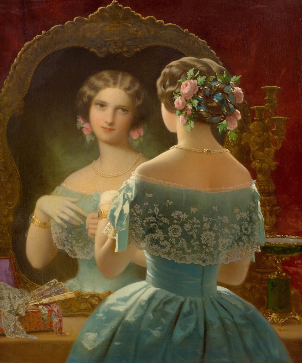 Девушка у зеркала - девушка, живопись, портрет - оригинал