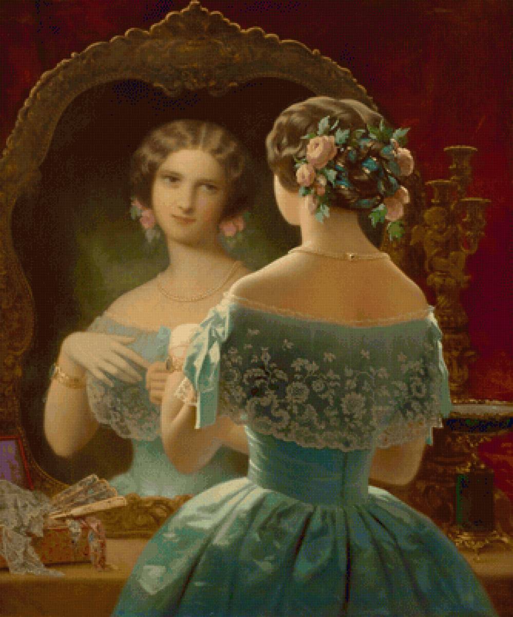 Девушка у зеркала - портрет, живопись, девушка - предпросмотр