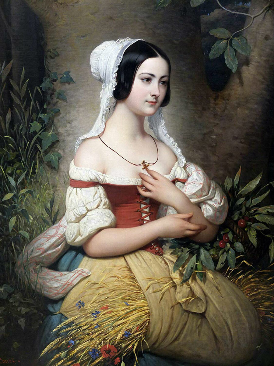 Девушка с колосьями. Court Joseph-Desire - живопись, 19 век, девушка, портрет - оригинал
