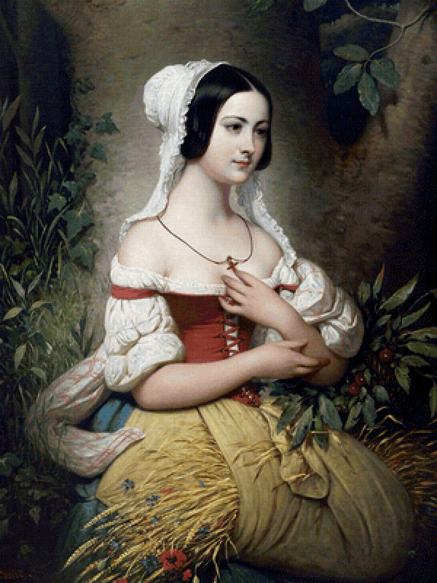 Девушка с колосьями. Court Joseph-Desire - девушка, 19 век, портрет, живопись - предпросмотр