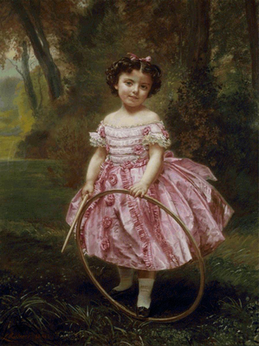 Портрет мадемуазель Эрле. Léon Riesener - девочка, 19 век, портрет, живопись - предпросмотр