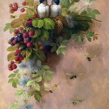Оригинал схемы вышивки «Птицы и ягоды» (№2126178)