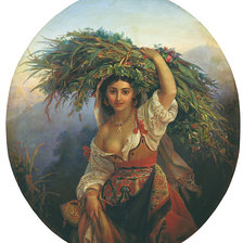 Оригинал схемы вышивки «Орлов П.Н. Итальянская девушка с цветами» (№2126233)