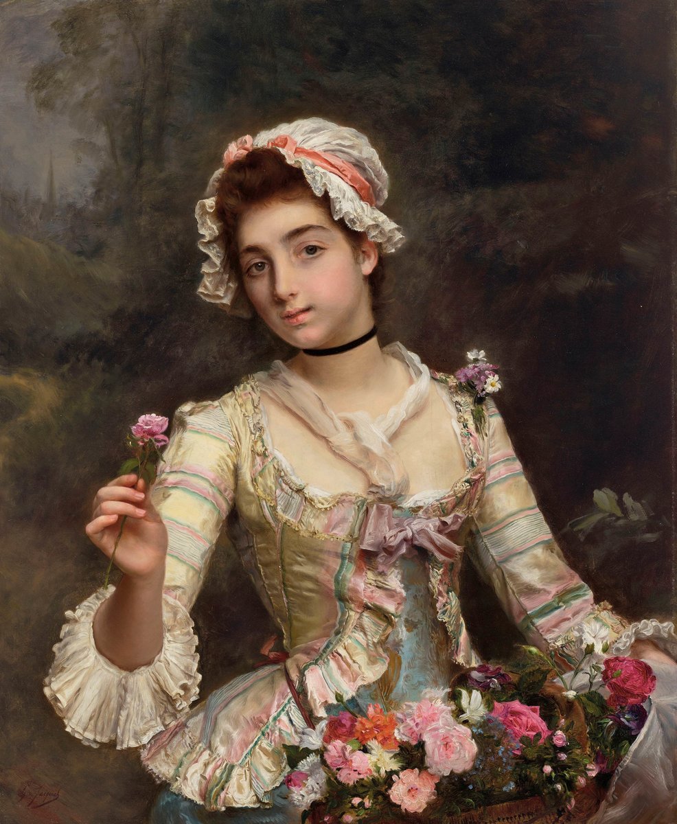 Цветочница. Гюстав Жан Жаке - девушка, 19 век, портрет, живопись - оригинал