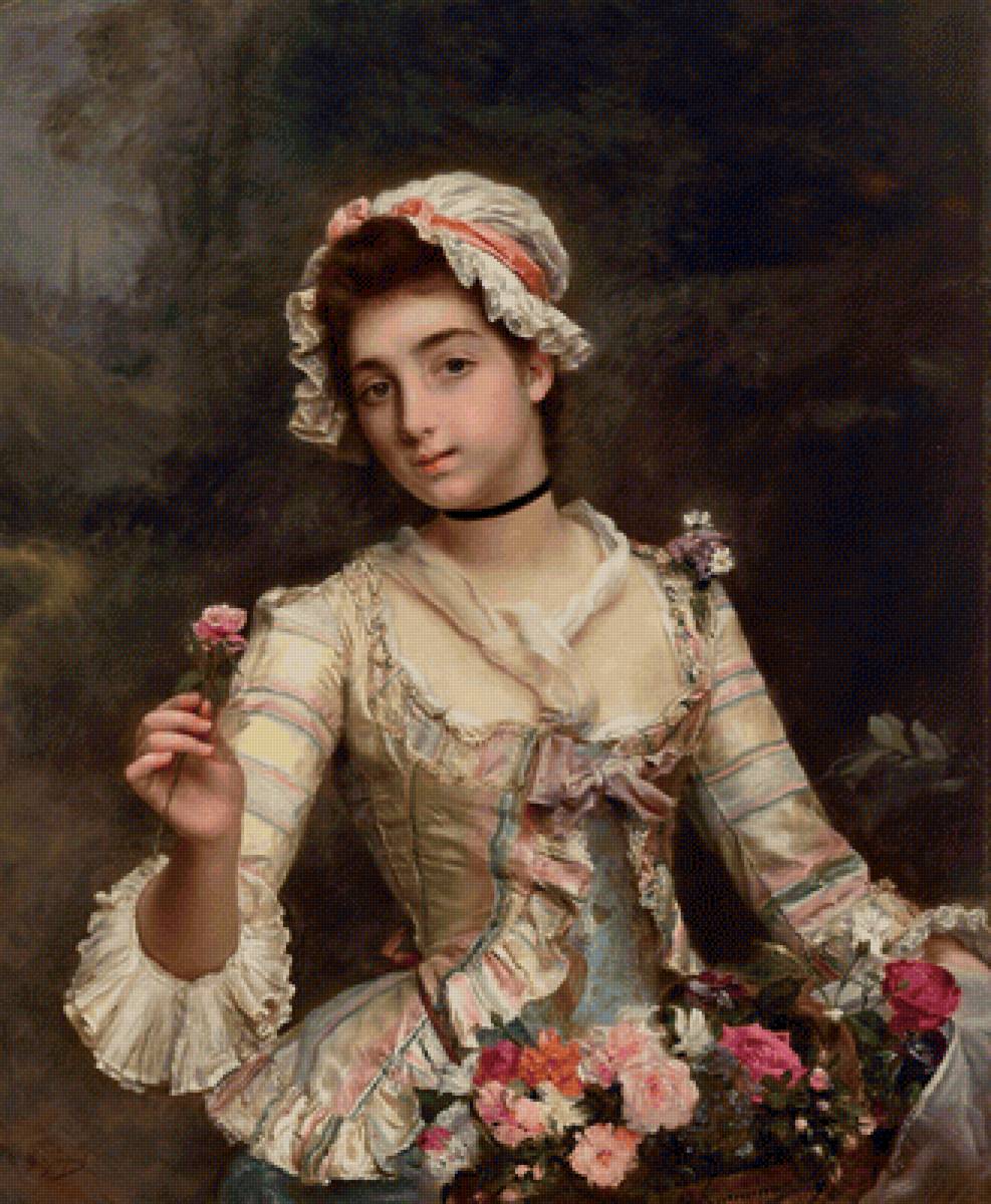 Цветочница. Гюстав Жан Жаке - девушка, живопись, портрет, 19 век - предпросмотр