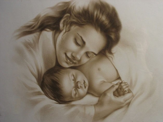 Мать с детем - дети., мама - оригинал