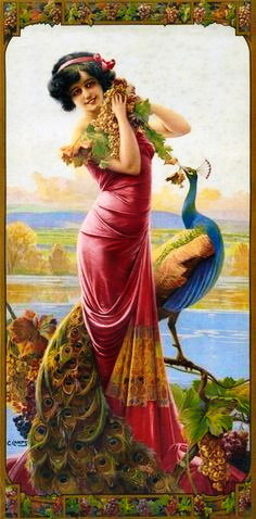 Дама с павлином - оригинал