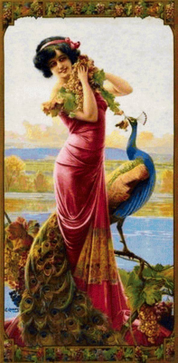 Дама с павлином - предпросмотр