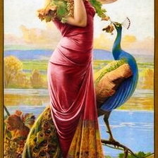 Схема вышивки «Дама с павлином»