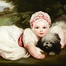 Оригинал схемы вышивки «Ребёнок с собакой. Sir Joshua Reynolds» (№2126595)