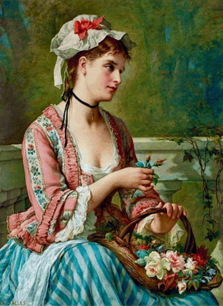 Цветочница. Jules Salles Wagner - 19 век, портрет, живопись, девушка - предпросмотр