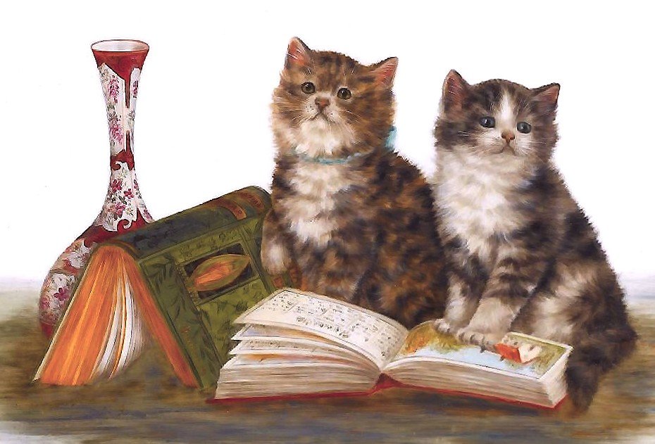 котята - ваза, книги, котята - оригинал