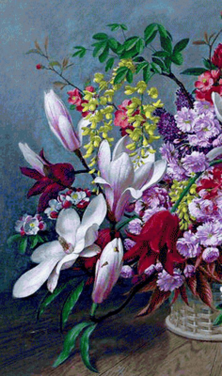 ШИКАРНЫЙ БУКЕТ С МАГНОЛИЯМИ-1 - парные картины, диптих, триптих - предпросмотр