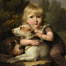Оригинал схемы вышивки «Мальчик с собаками. Louis Leopold Boilly» (№2127014)