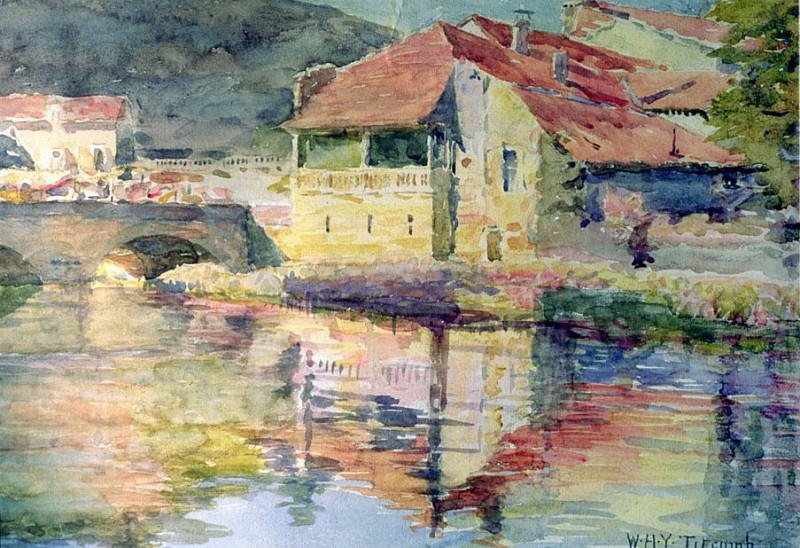 Мост через реку. Уильям Холт Йейтс Титкомб. - живопись, импрессионизм, река, пейзаж, мост - оригинал