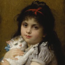 Оригинал схемы вышивки «Девочка с кошкой. Рerrault Léon Jean Вasile» (№2127023)