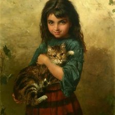 Девочка с кошкой. William Oliver