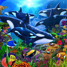 Схема вышивки «Стая касаток»