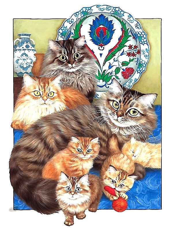 семья кошек - семья, кошки, котята - оригинал