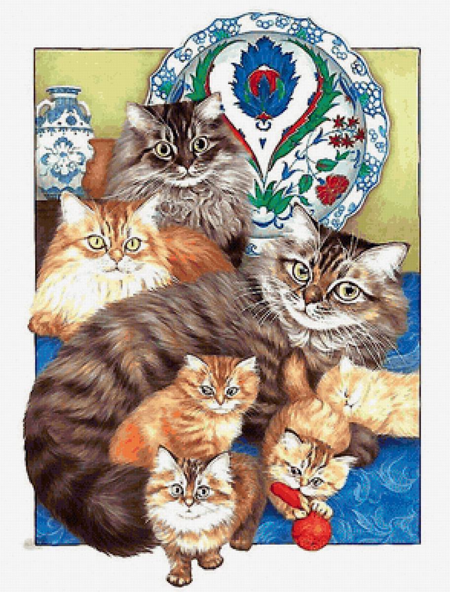 семья кошек - кошки, котята, семья - предпросмотр