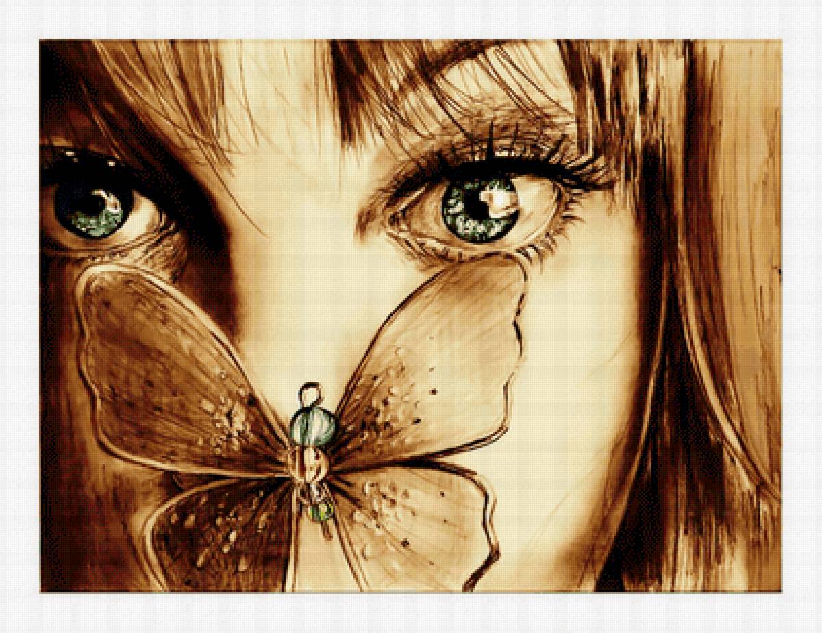 №2127690 - девушка, глаза, бабочки - предпросмотр
